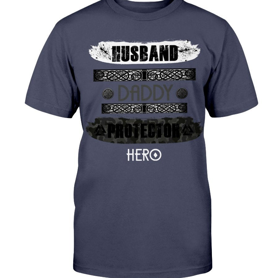 Husband - Daddy - Protector - Hero Cotton T-Shirt - Camo