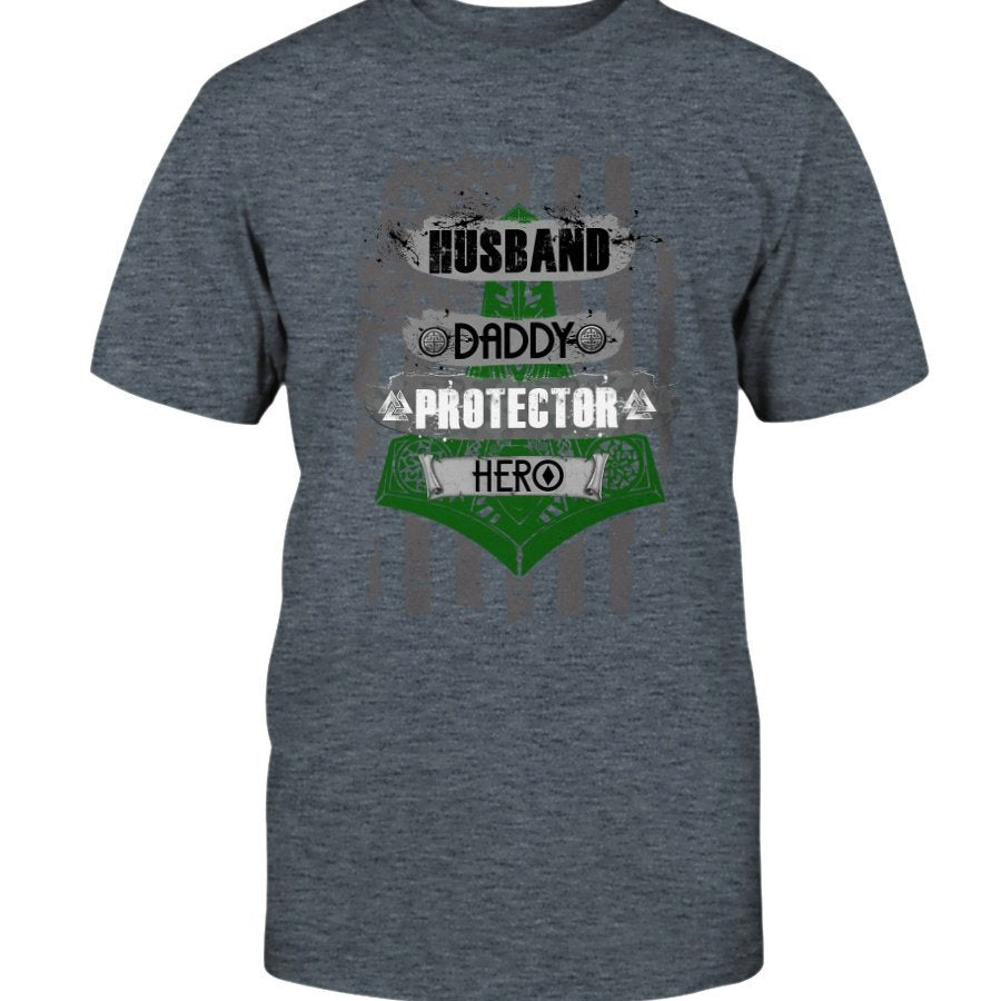 Husband - Daddy - Protector - Hero Cotton T-Shirt - Bright Green