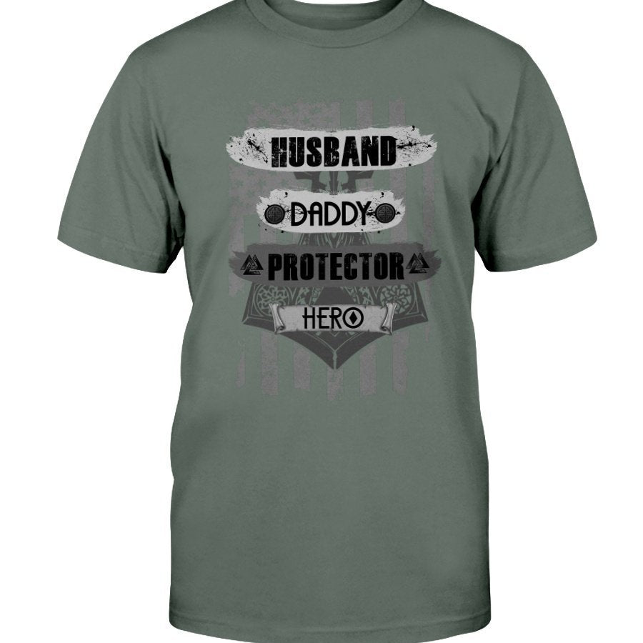 Husband - Daddy - Protector - Hero Cotton T-Shirt - Camo Daddy