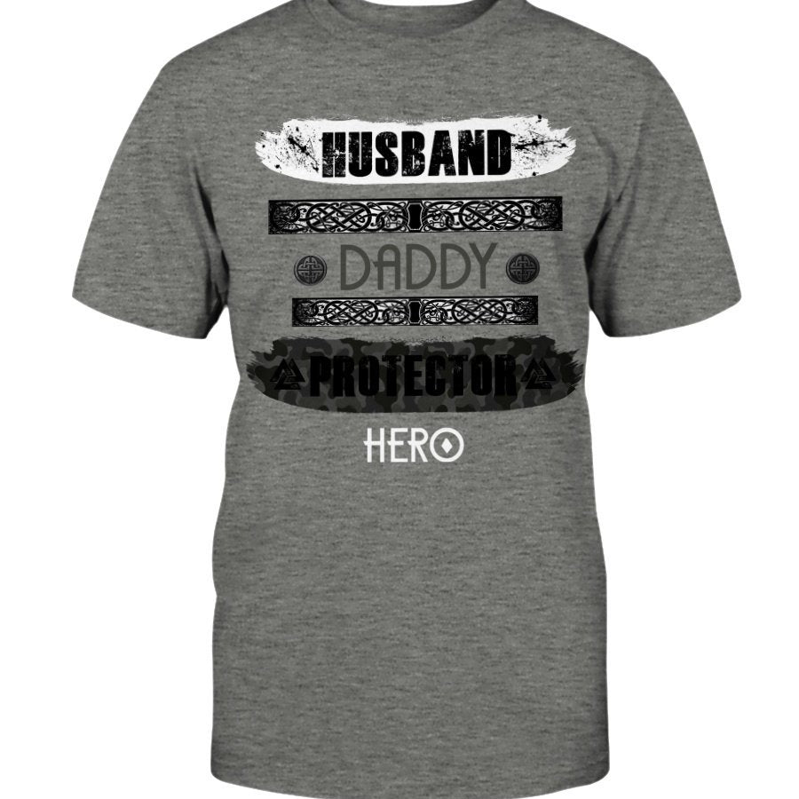 Husband - Daddy - Protector - Hero Cotton T-Shirt - Camo
