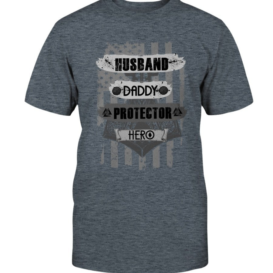 Husband - Daddy - Protector - Hero Cotton T-Shirt - Camo Daddy