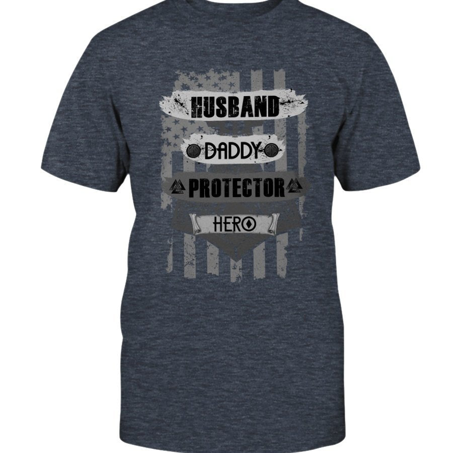 Husband - Daddy - Protector - Hero Cotton T-Shirt - Camo Daddy