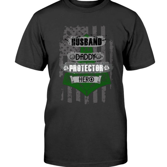 Husband - Daddy - Protector - Hero Cotton T-Shirt - Bright Green