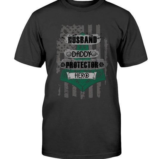 Husband - Daddy - Protector - Hero Cotton T-Shirt - Camo Hubbie
