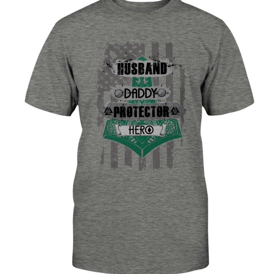 Husband - Daddy - Protector - Hero Cotton T-Shirt - Camo Hubbie