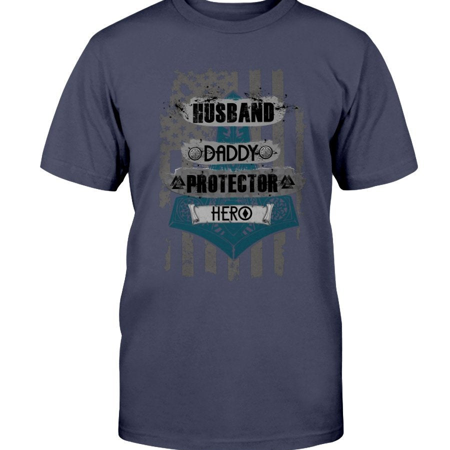 Husband - Daddy - Protector - Hero Cotton T-Shirt - Camo USA