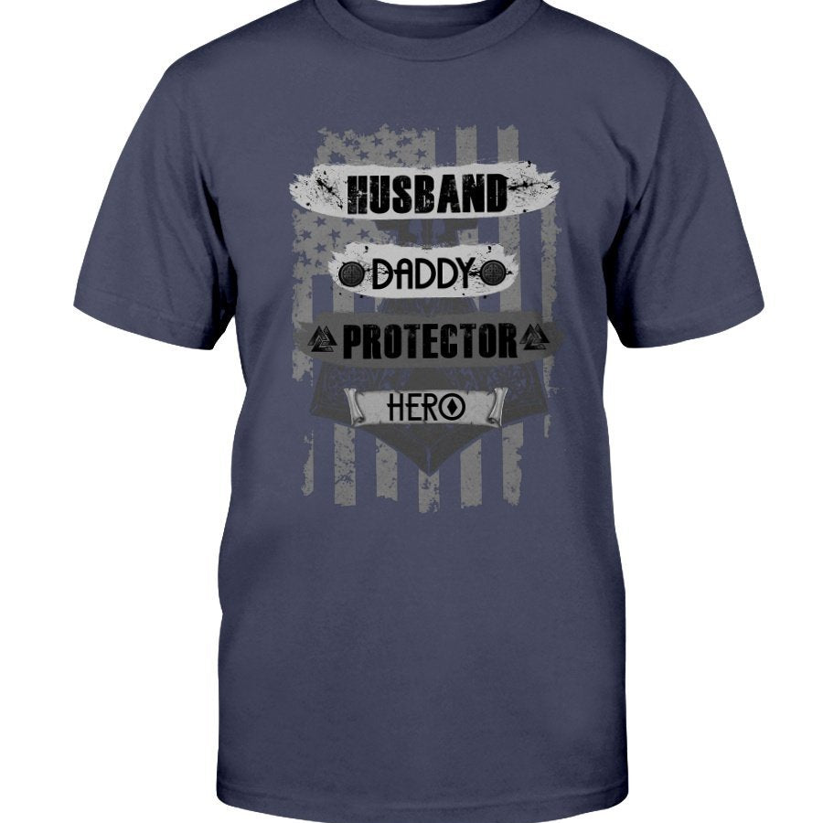 Husband - Daddy - Protector - Hero Cotton T-Shirt - Camo Daddy
