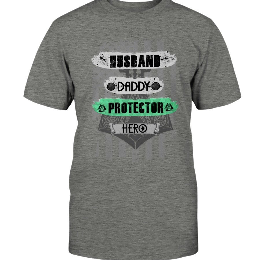 Husband - Daddy - Protector - Hero Cotton T-Shirt - USA Green