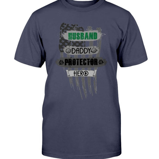 Husband - Daddy - Protector - Hero Cotton T-Shirt - USA