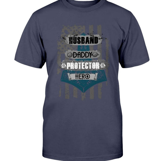 Husband - Daddy - Protector - Hero Cotton T-Shirt - Light Camo