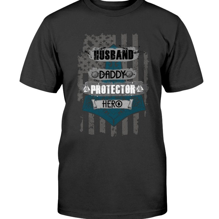 Husband - Daddy - Protector - Hero Cotton T-Shirt - Light Camo