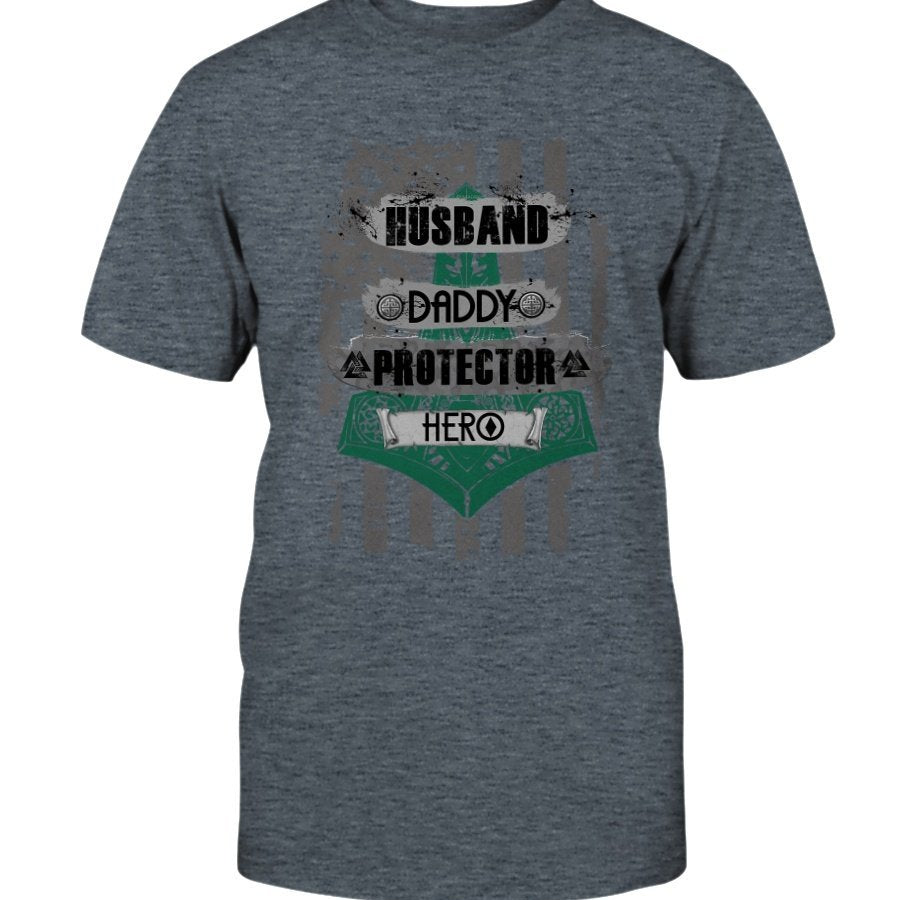 Husband - Daddy - Protector - Hero Cotton T-Shirt - Camo Hubbie