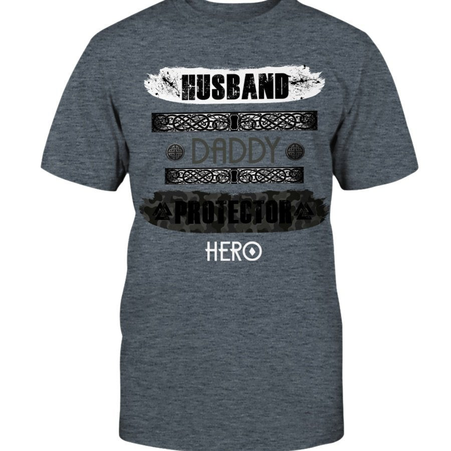 Husband - Daddy - Protector - Hero Cotton T-Shirt - Camo