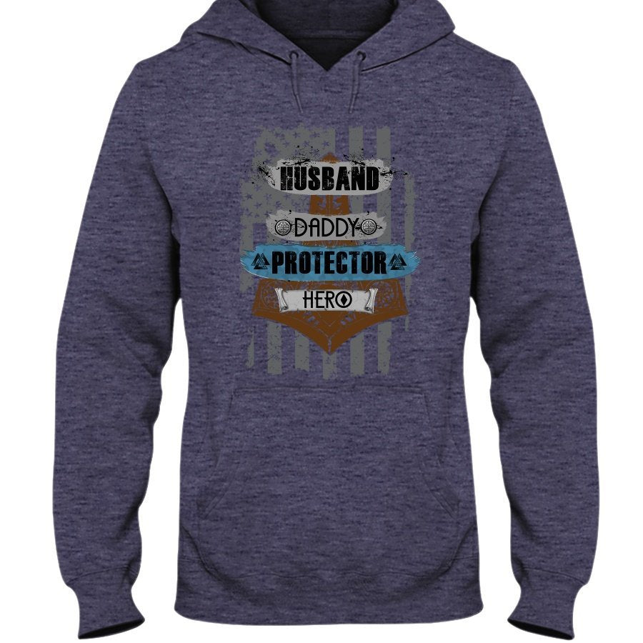 Husband - Daddy - Protector - Hero Hoodie - USA Brown