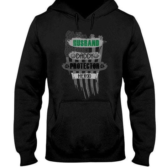 Husband - Daddy - Protector - Hero Hoodie - Green Camo