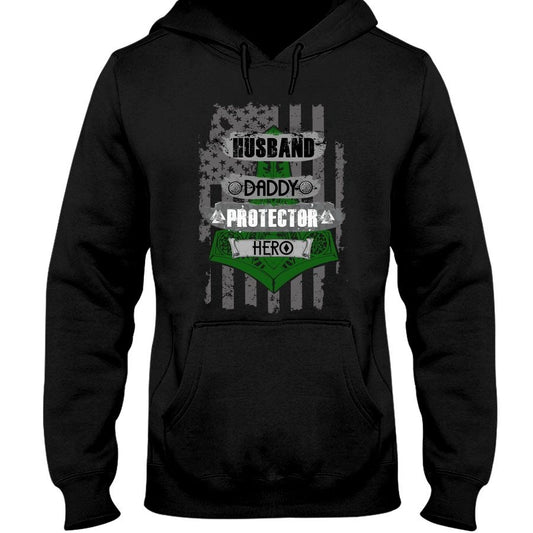 Husband - Daddy - Protector - Hero Hoodie - Bright Green USA
