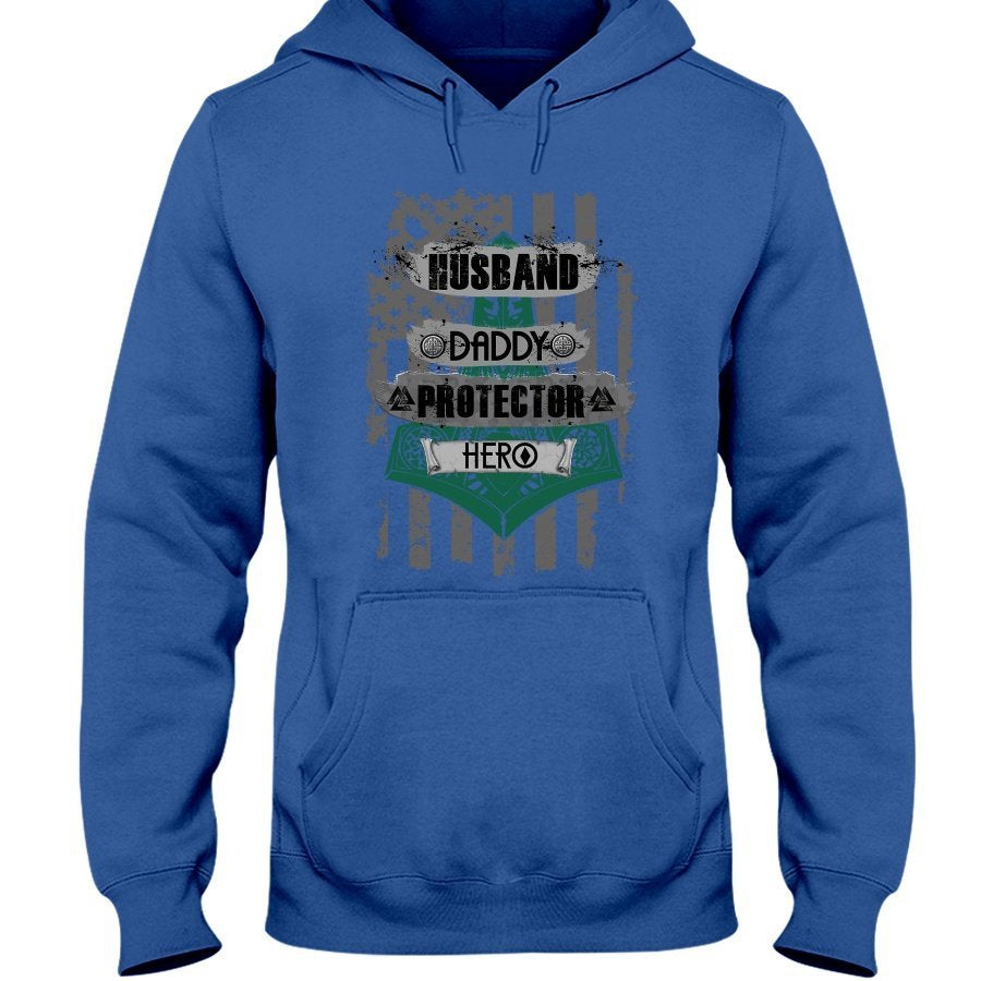 Husband - Daddy - Protector - Hero Hoodie - Green / Camo USA