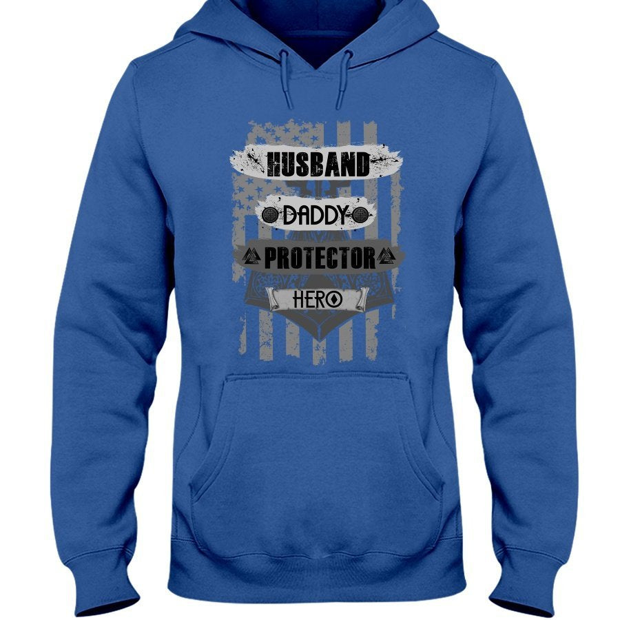 Husband - Daddy - Protector - Hero Hoodie - USA Camo