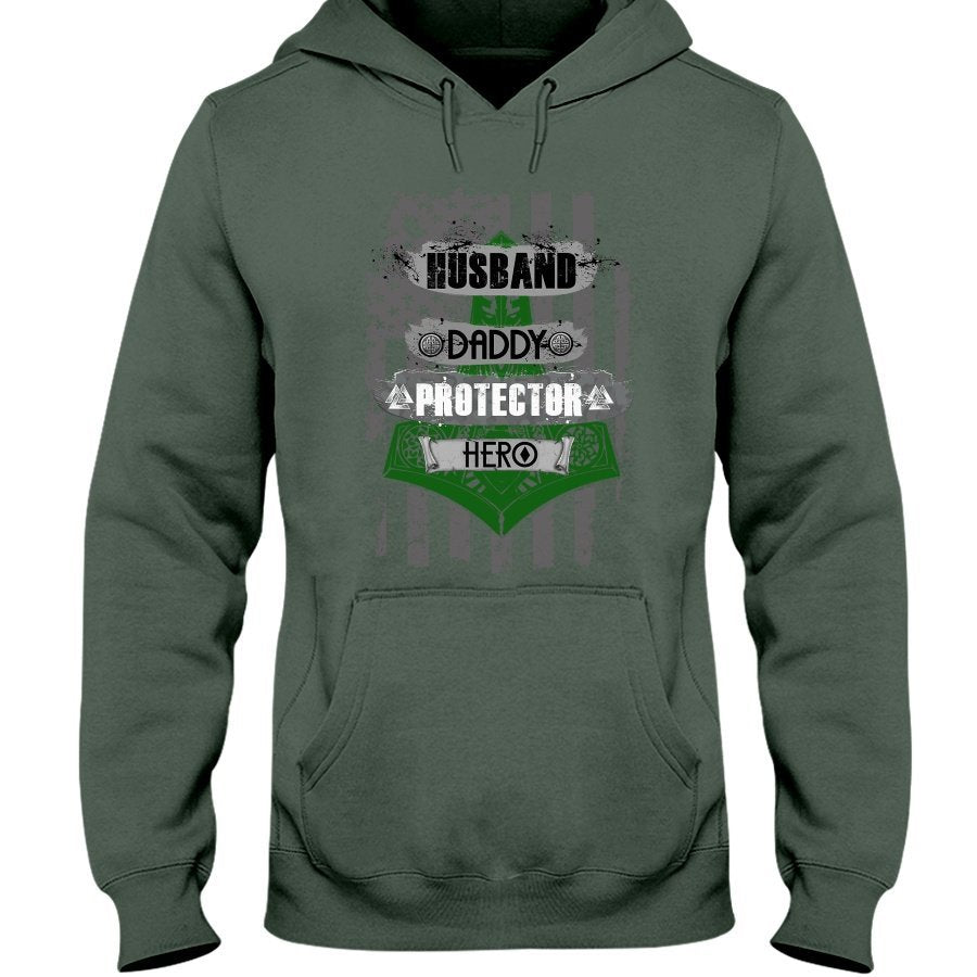 Husband - Daddy - Protector - Hero Hoodie - Bright Green USA