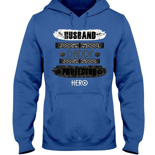 Husband - Daddy - Protector - Hero Hoodie - Grey Camo