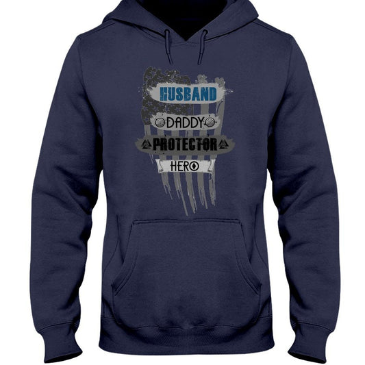 Husband - Daddy - Protector - Hero Hoodie - Blue Camo