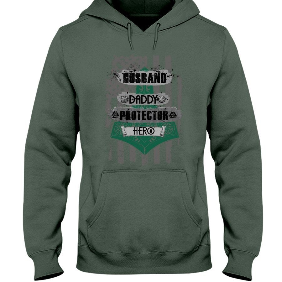 Husband - Daddy - Protector - Hero Hoodie - Green / Camo USA