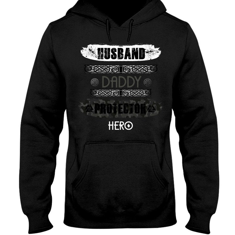 Husband - Daddy - Protector - Hero Hoodie - Grey Camo