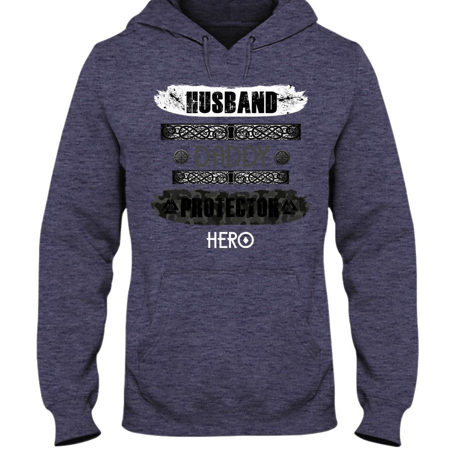 Husband - Daddy - Protector - Hero Hoodie - Grey Camo