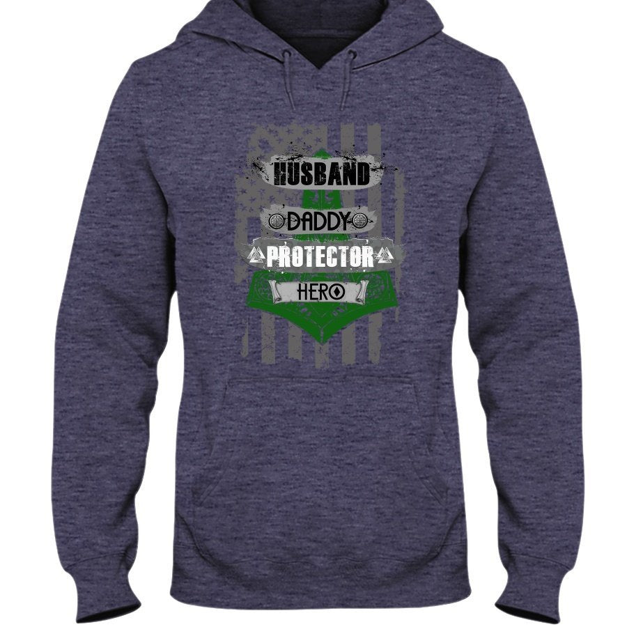 Husband - Daddy - Protector - Hero Hoodie - Bright Green USA