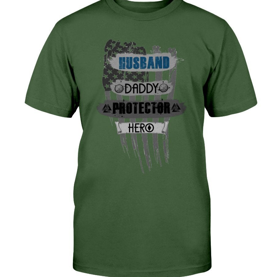Husband - Daddy - Protector - Hero Premium T-Shirt - Blue USA