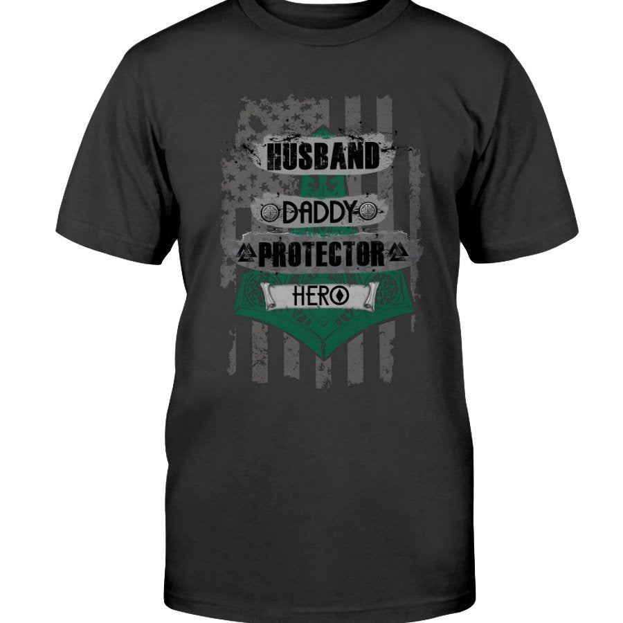 Husband - Daddy - Protector - Hero Premium T-Shirt - Green & Camo