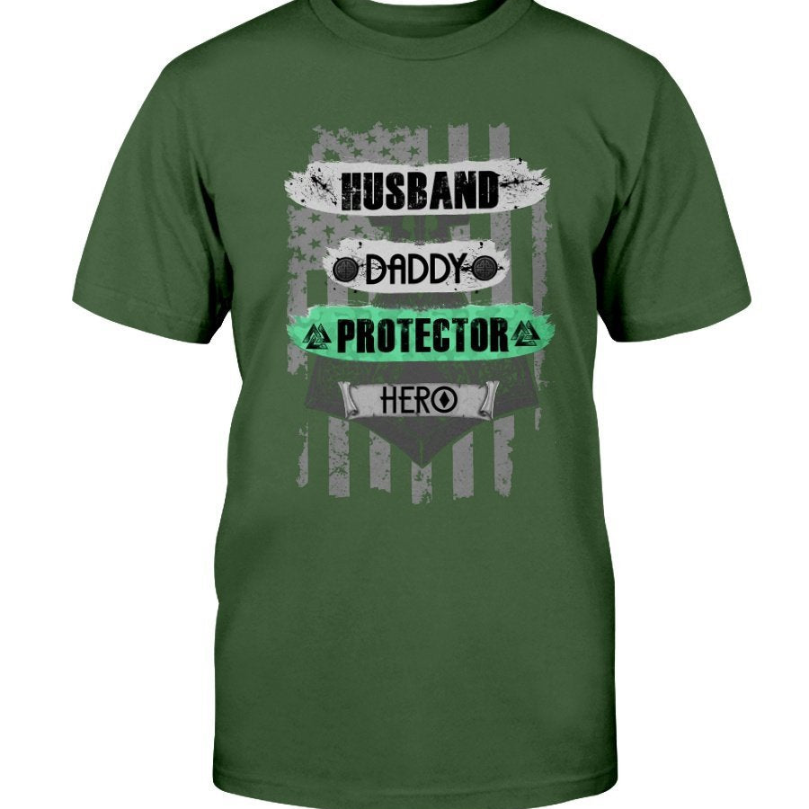 Husband - Daddy - Protector - Hero Premium T-Shirt - Bright Light Green