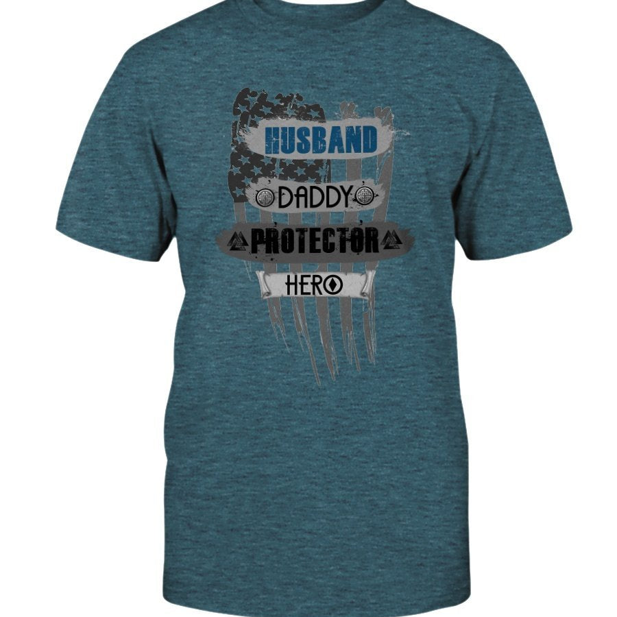 Husband - Daddy - Protector - Hero Premium T-Shirt - Blue USA