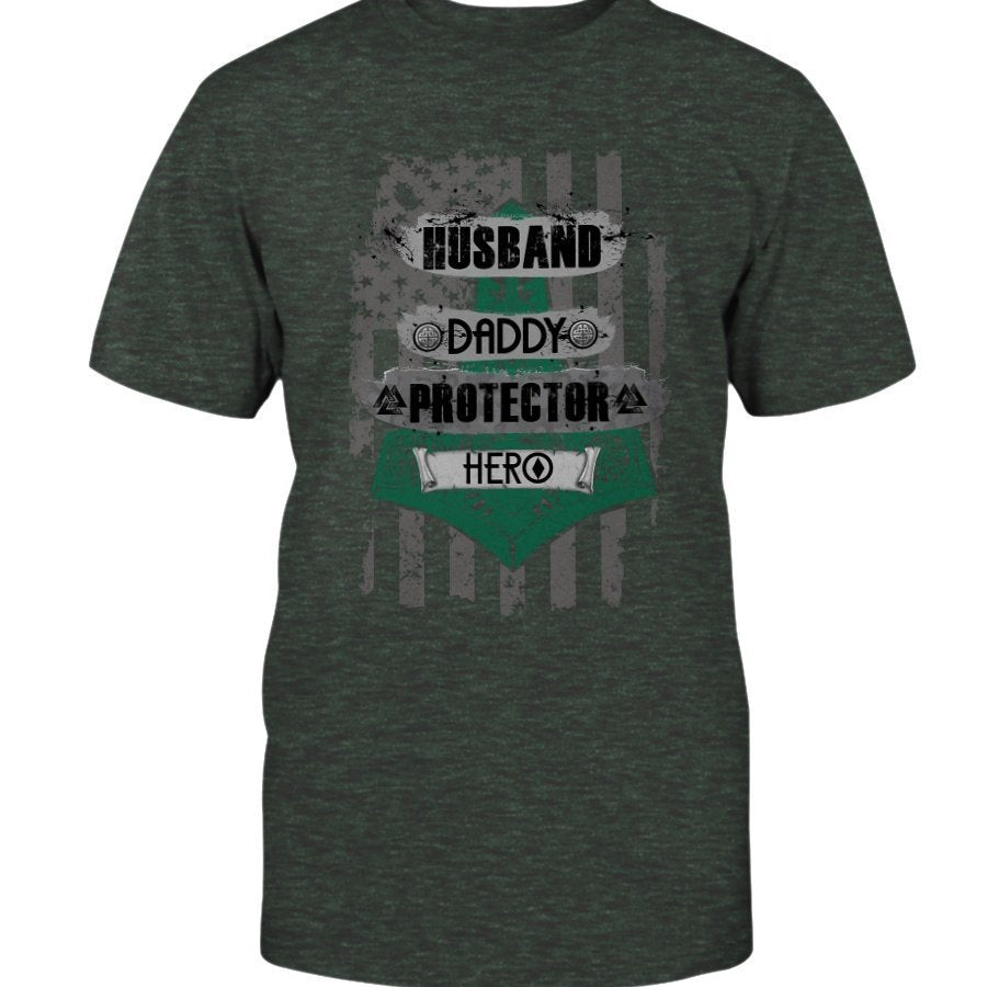 Husband - Daddy - Protector - Hero Premium T-Shirt - Green & Camo