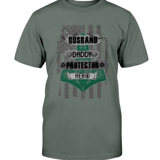 Husband - Daddy - Protector - Hero Premium T-Shirt - Green & Camo