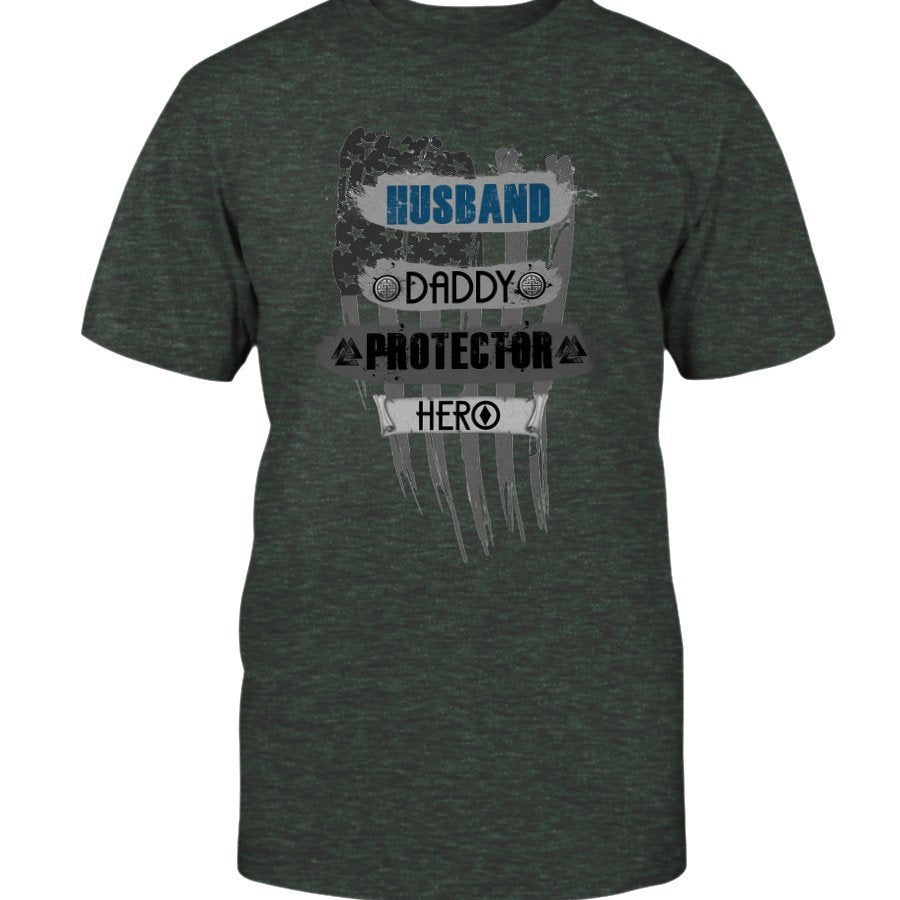 Husband - Daddy - Protector - Hero Premium T-Shirt - Blue USA