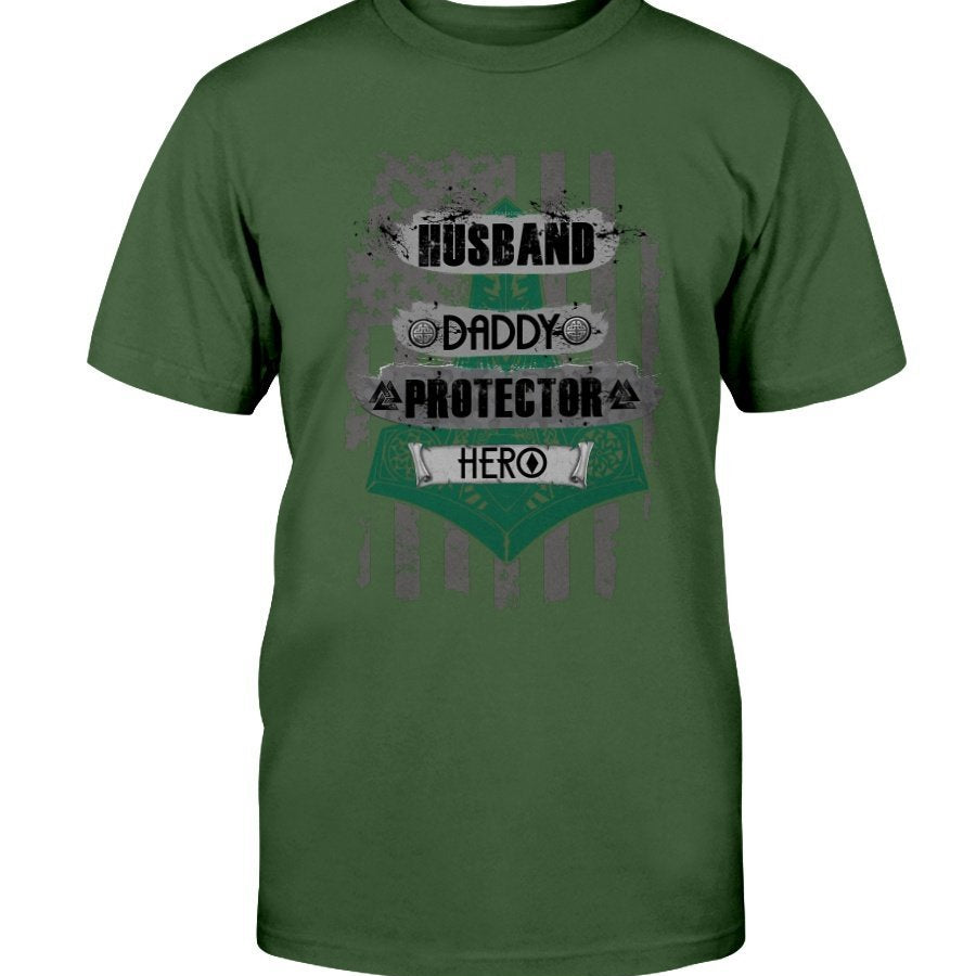 Husband - Daddy - Protector - Hero Premium T-Shirt - Green & Camo