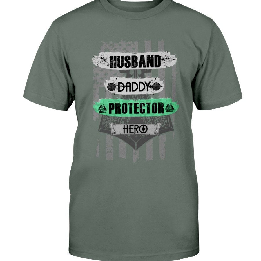 Husband - Daddy - Protector - Hero Premium T-Shirt - Bright Light Green