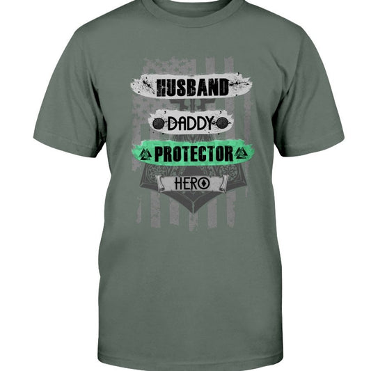 Husband - Daddy - Protector - Hero Premium T-Shirt - Bright Light Green