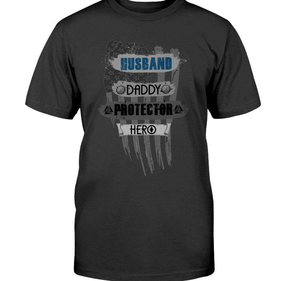 Husband - Daddy - Protector - Hero Premium T-Shirt - Blue USA