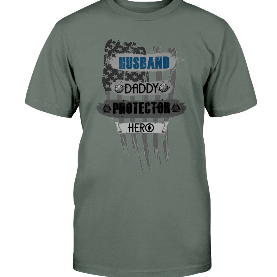 Husband - Daddy - Protector - Hero Premium T-Shirt - Blue USA