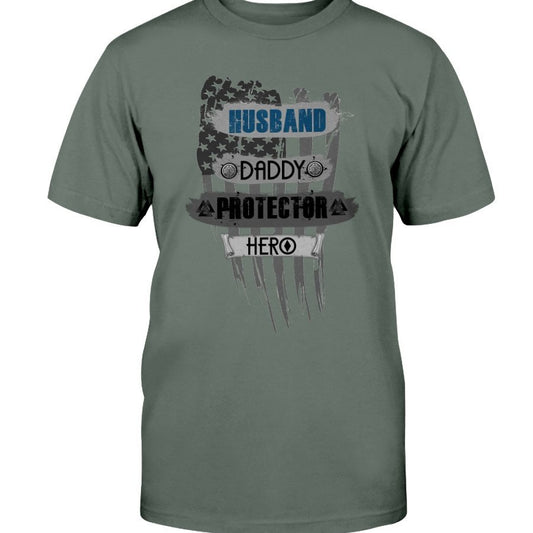 Husband - Daddy - Protector - Hero Premium T-Shirt - Blue USA