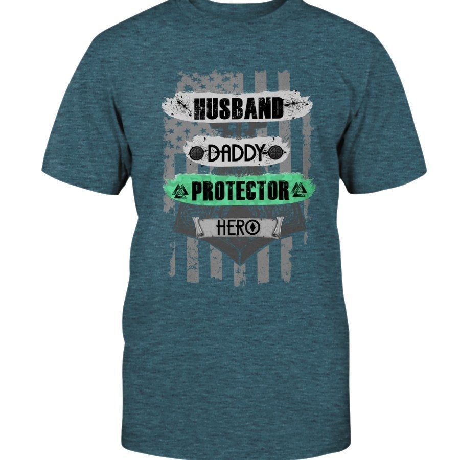 Husband - Daddy - Protector - Hero Premium T-Shirt - Bright Light Green