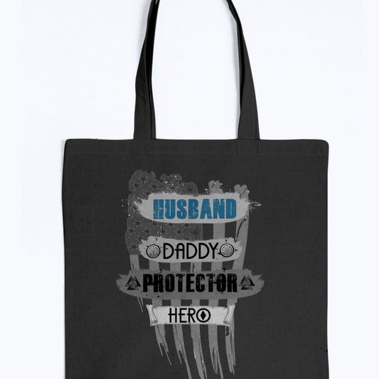 Husband - Daddy - Protector - Hero Tote - Blue / Black USA
