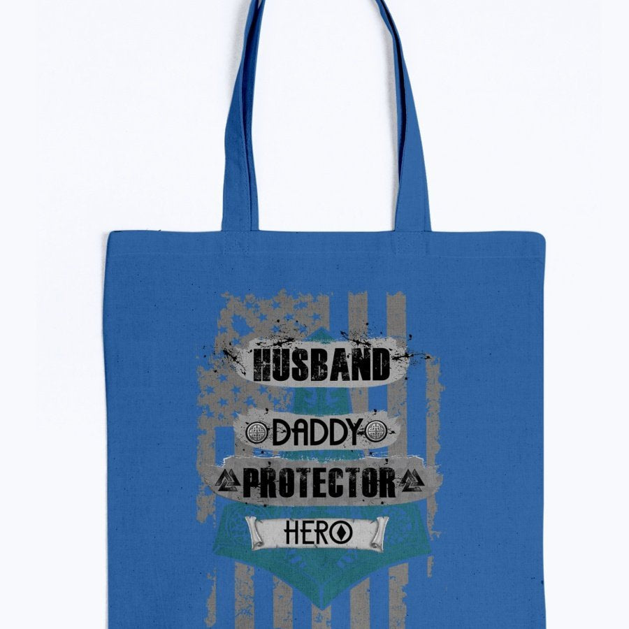 Husband - Daddy - Protector - Hero Tote - Blue / Grey USA