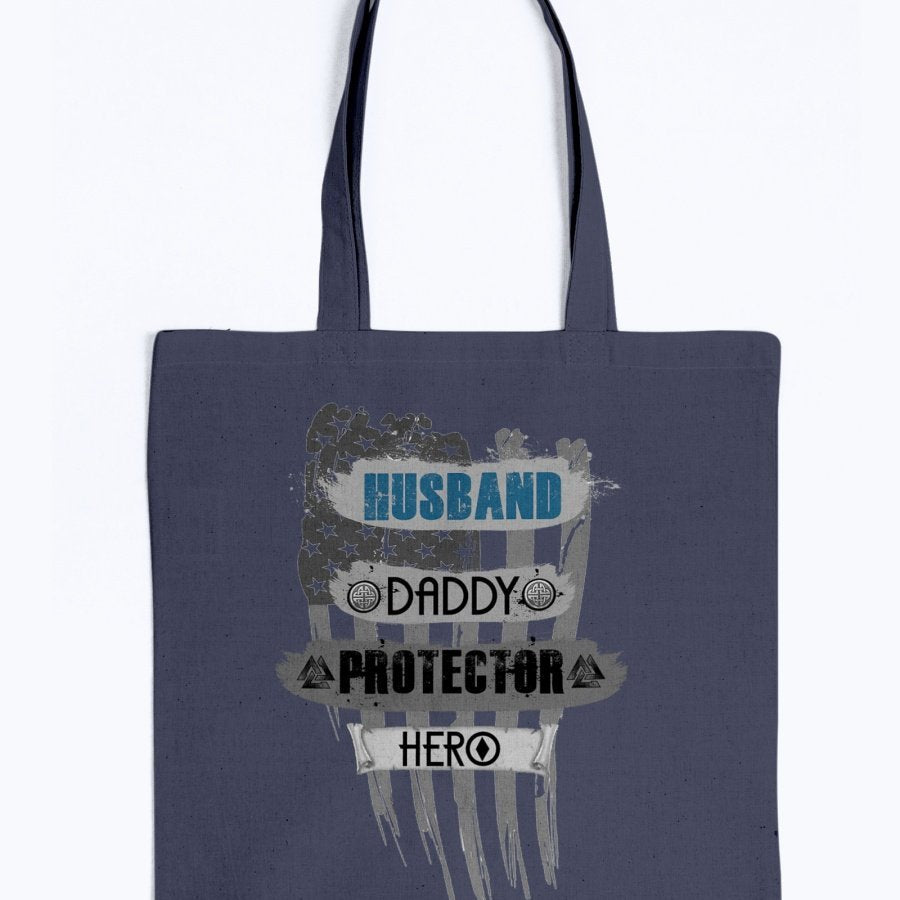 Husband - Daddy - Protector - Hero Tote - Blue / Black USA