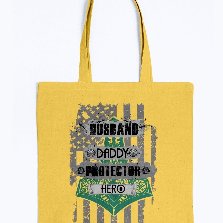 Husband - Daddy - Protector - Hero Tote - Green / Black USA