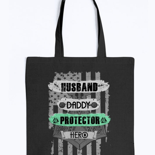 Husband - Daddy - Protector - Hero Tote - Light Green USA