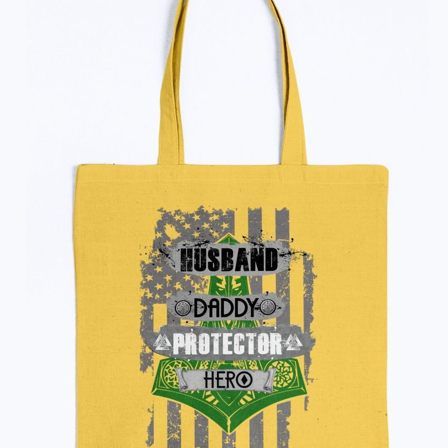 Husband - Daddy - Protector - Hero Tote - Green / Black USA