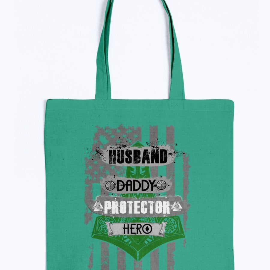 Husband - Daddy - Protector - Hero Tote - Green / Black USA